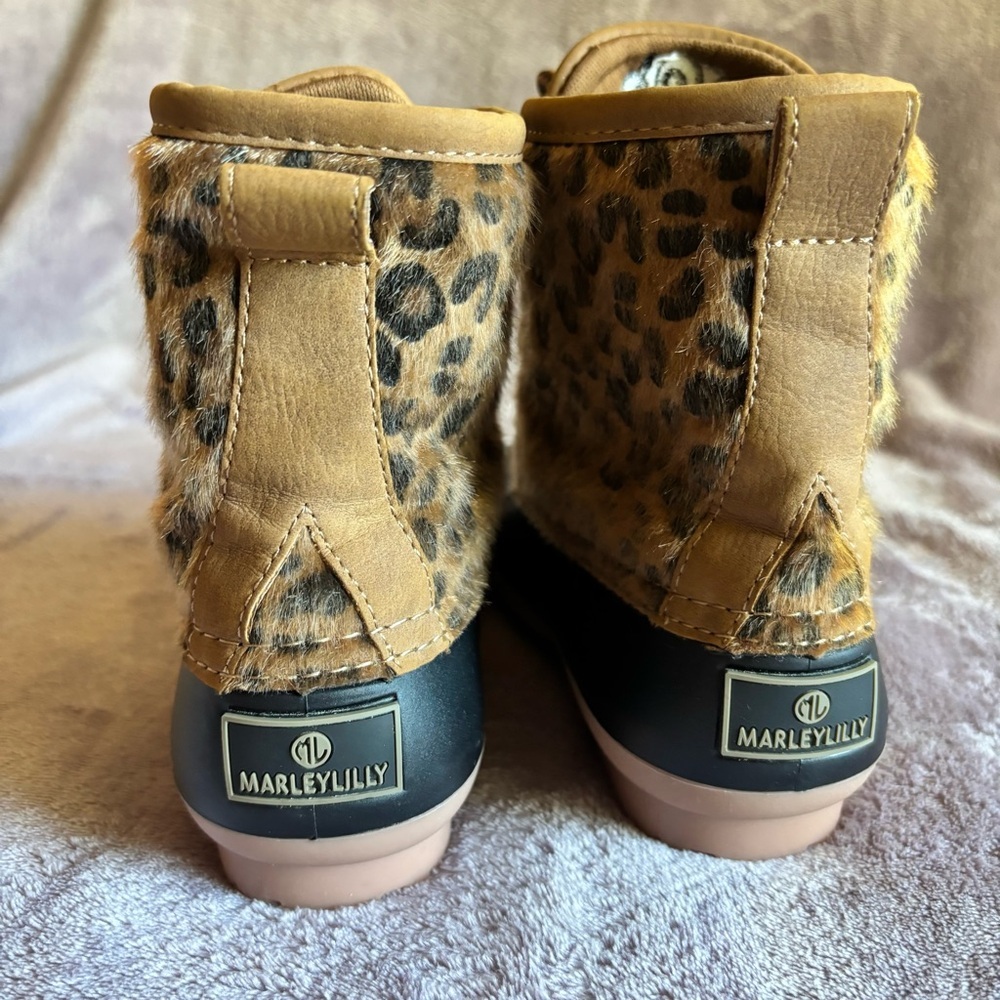 Marley Lilly Kids Leopard Print Duck Boots Monogram Size 12 - Picture 3 of 9